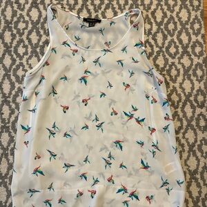 Sheer Bird Print Tank Top